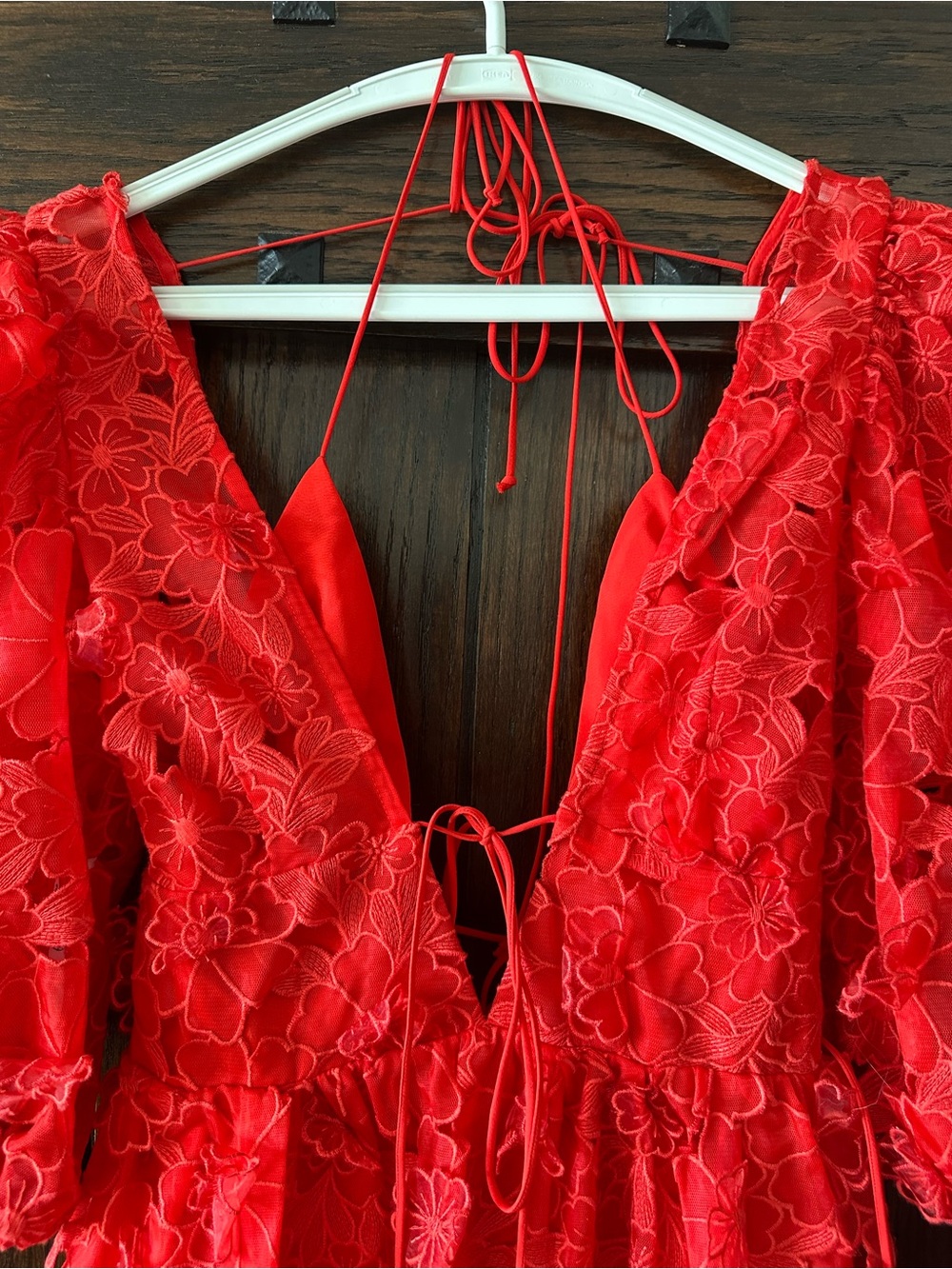 For Love & Lemons Serena 3D Floral Red Lace Mini Dress sz M $318 - Picture 7 of 9